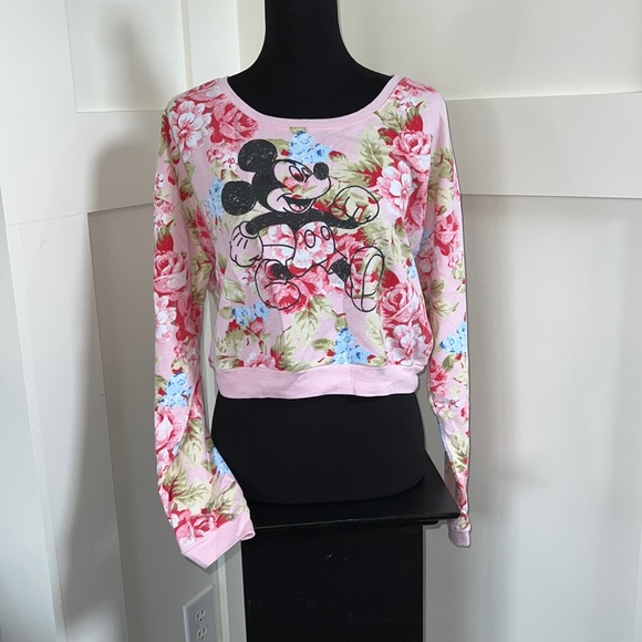 Disney floral cropped Micky sweatshirt - Picture 1 of 4
